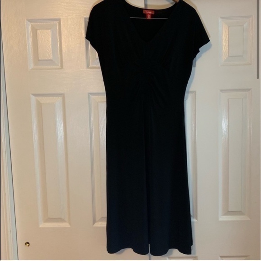 Black Short Sleeved A-line Midi Dress Size Small